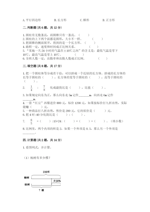 张家口市阳原县六年级下册数学期末测试卷精选.docx