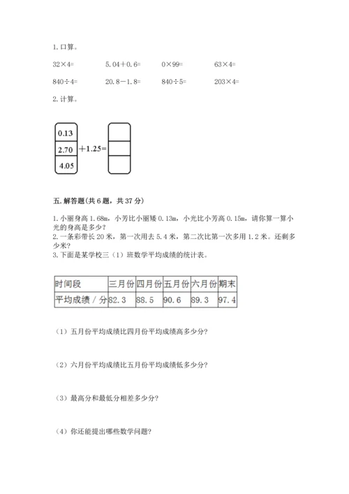 苏教版五年级上册数学第四单元 小数加法和减法 测试卷精品【黄金题型】.docx