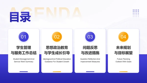 紫色学术风大学辅导员年终述职汇报PPT模板