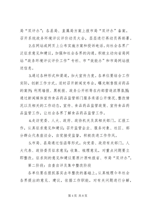 药监系统开展政务环境评议评价工作实施方案.docx