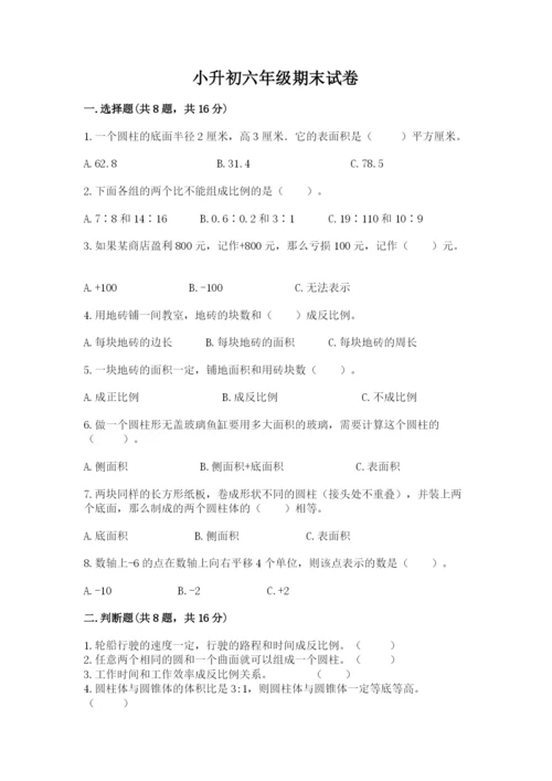 小升初六年级期末试卷含完整答案（名校卷）.docx