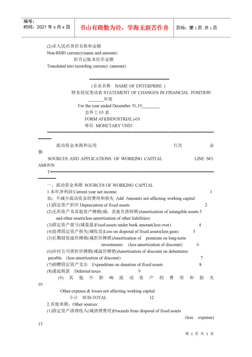 外商投资企业会计报表项目中英文对照表 123.docx
