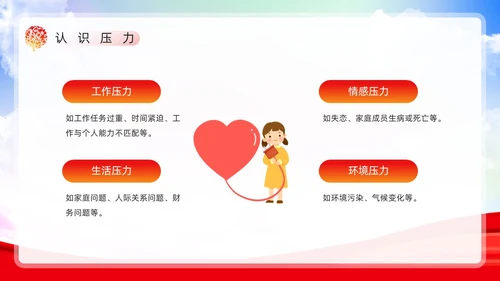红色简约风减压心理讲座PPT模板