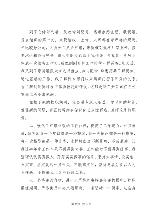 仓储部挂职工作总结.docx