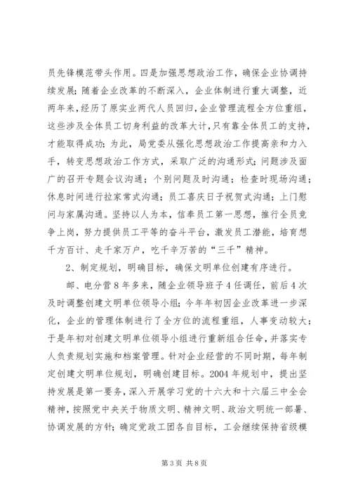 县电信局开展文明单位创建活动情况汇报.docx