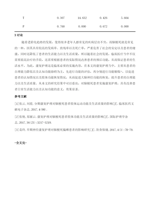 康复护理干预在改善脑梗死后患者日常生活能力和认知功能中的应用效果分析.docx