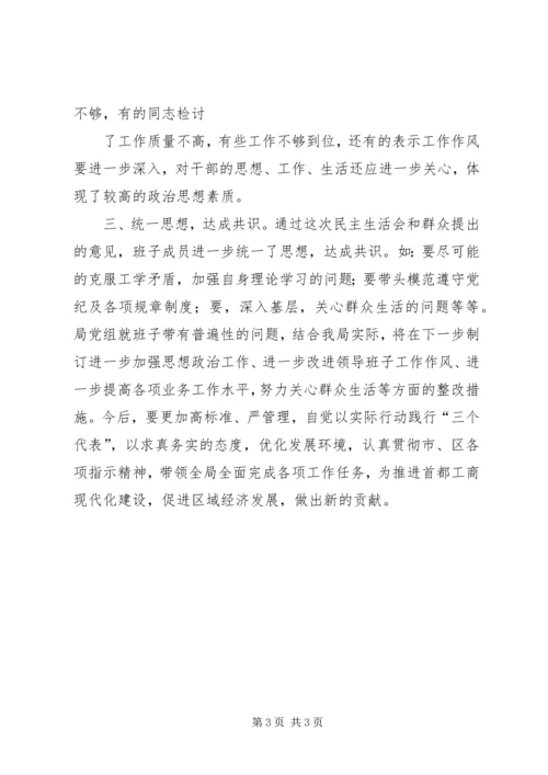 物价局党组关于召开领导班子民主生活会的情况.docx