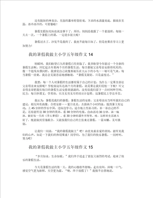 我的暑假我做主小学五年级作文