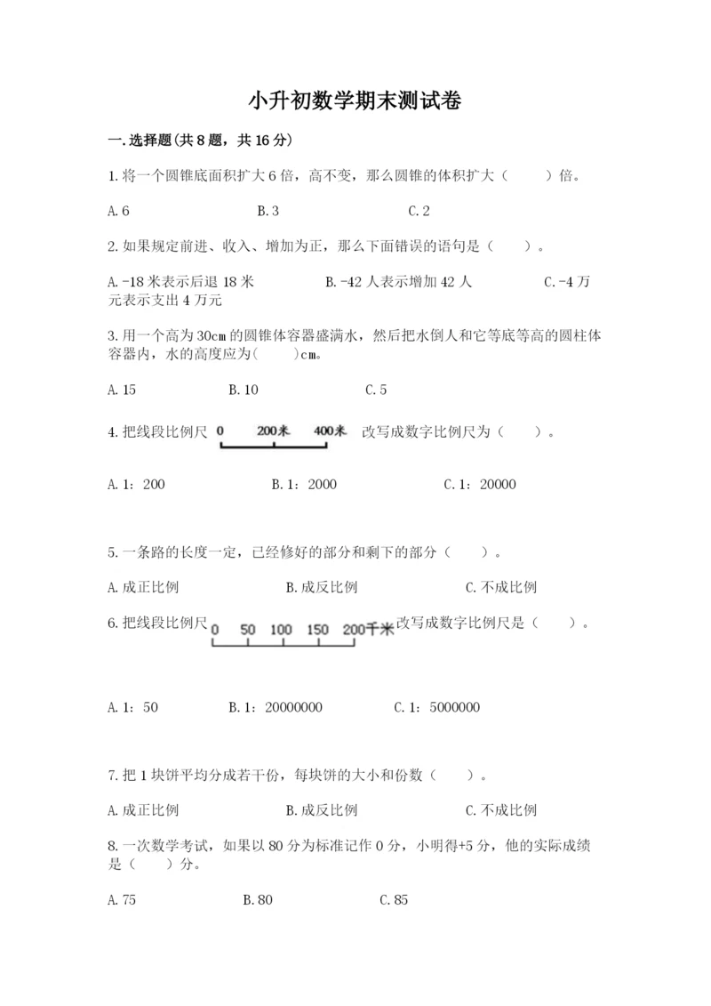 小升初数学期末测试卷最新.docx