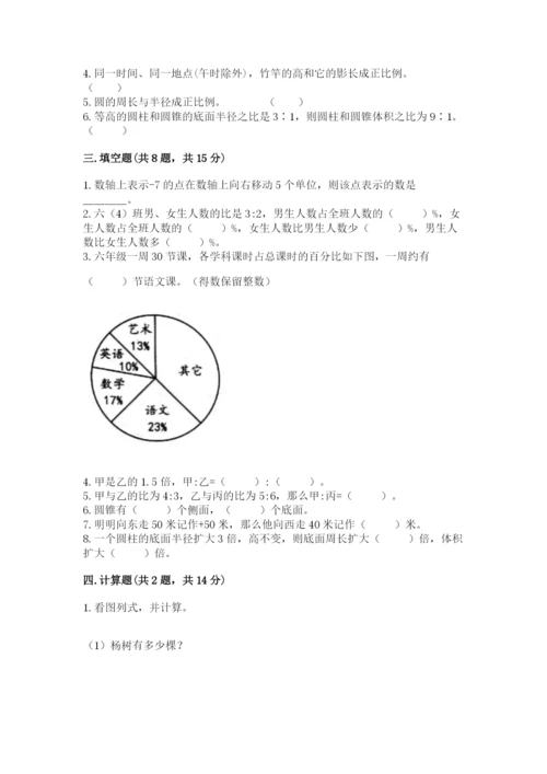 上思县六年级下册数学期末测试卷有答案.docx