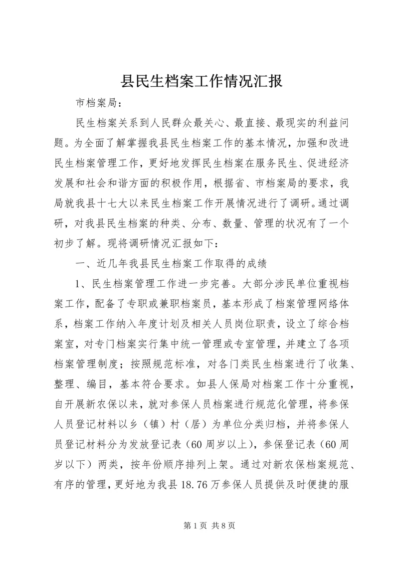 县民生档案工作情况汇报.docx