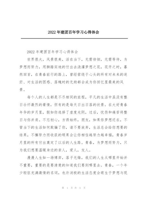 2022年建团百年学习心得体会.docx