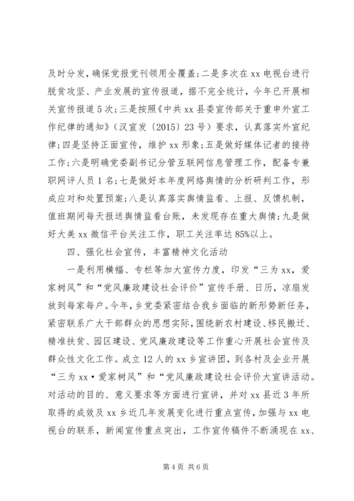 乡镇某年度宣传思想文化工作自查总结.docx