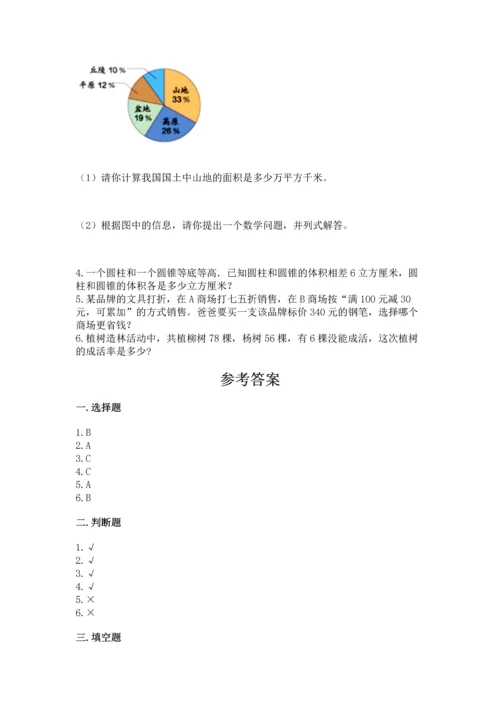 六年级下册数学 期末测试卷附答案（精练）.docx