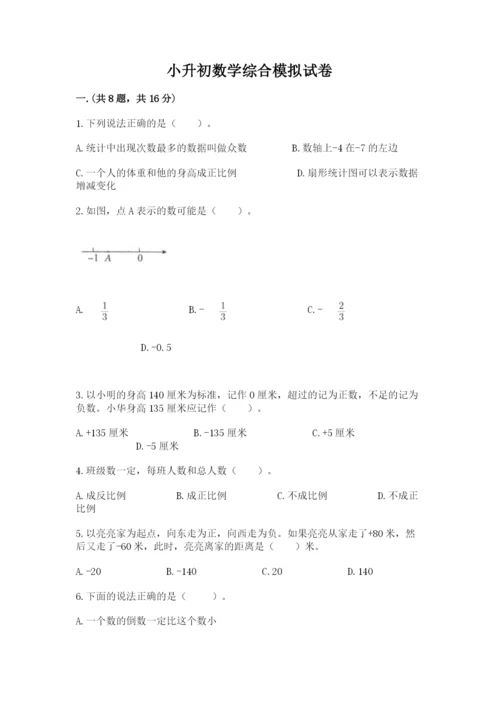 小升初数学综合模拟试卷及答案【名校卷】.docx