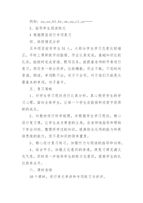 小学五年级下册英语复习计划.docx