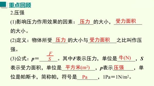 人教版（2024）物理八年级下册第九章 压强单元复习 课件（52张PPT)