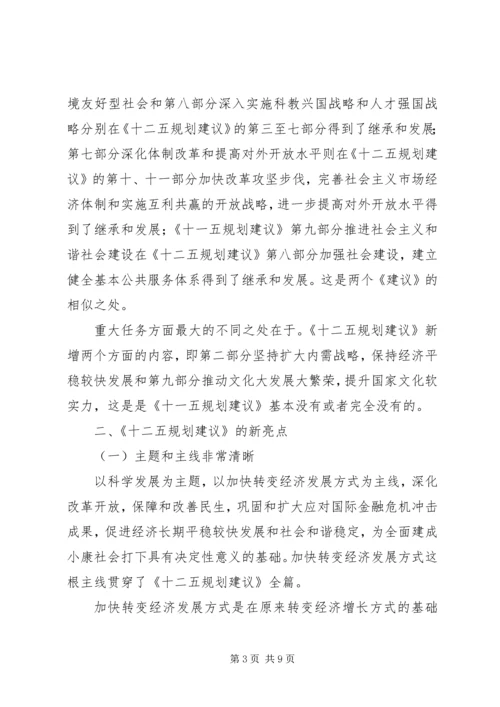 学习十七届五中全会《建议》体会之一：新变化新亮点.docx