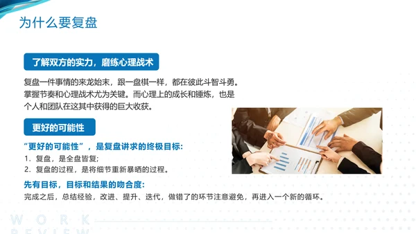 蓝色简约工作复盘工作总结PPT模板宣传PPT动态PPT
