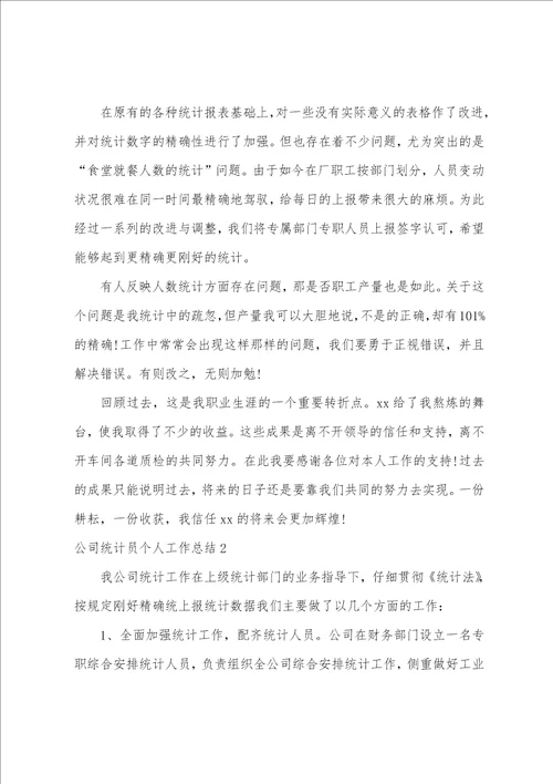 公司统计员个人工作总结