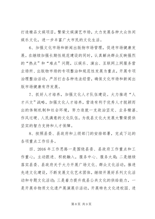 乡镇文广局十二五期间工作总结和工作计划.docx