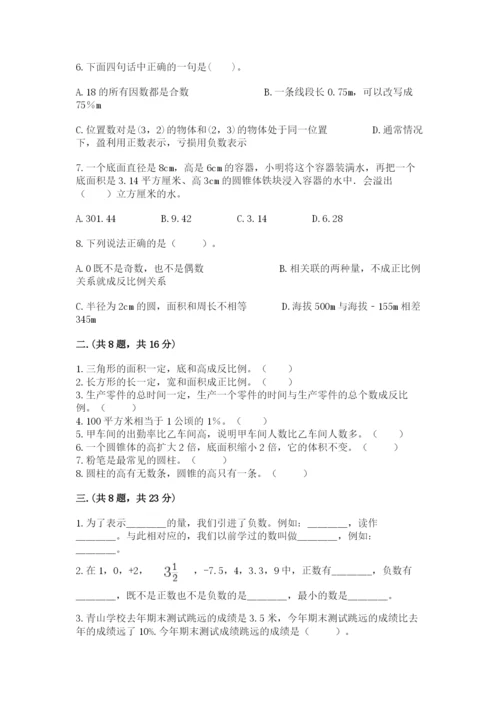 北京版数学小升初模拟试卷含完整答案【典优】.docx