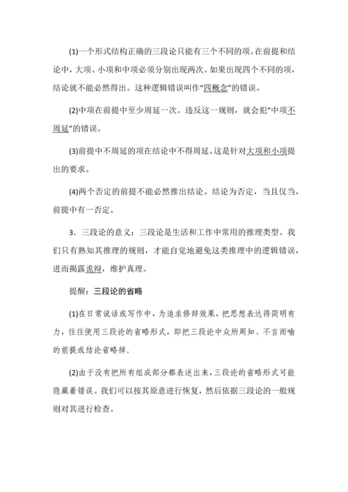 高中政治掌握演绎推理方法知识清单.docx