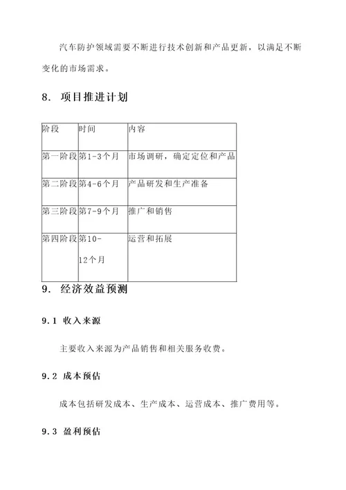 汽车防护创业策划书