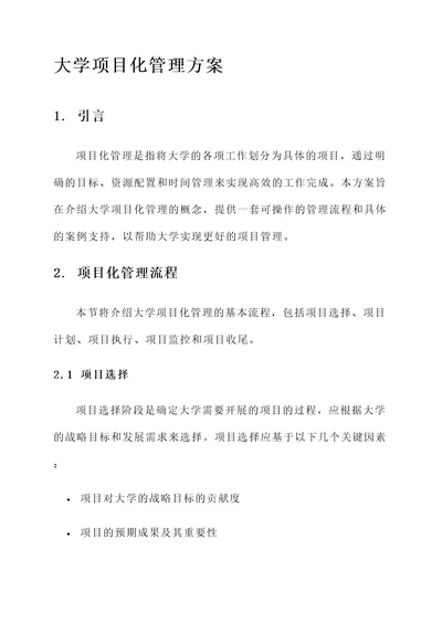 大学项目化管理方案