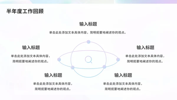 毛玻璃流体渐变年中工作汇报PPT模板