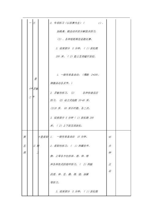 田径社团训练方案