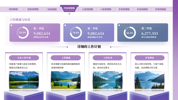 紫色简约风图片排版PPT版式合集