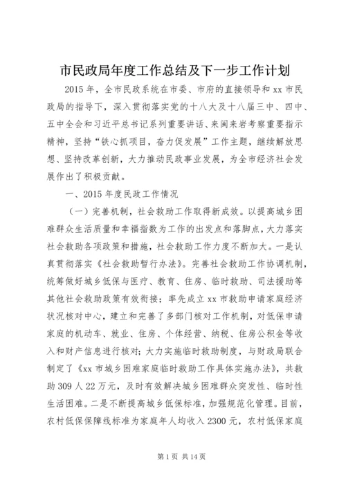 市民政局年度工作总结及下一步工作计划.docx