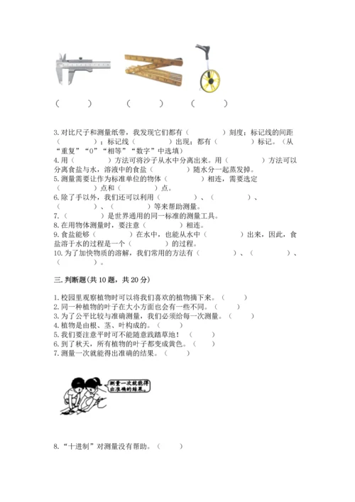 教科版科学一年级上册期末测试卷附参考答案（夺分金卷）.docx