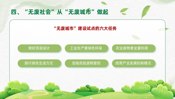 简约插画环保从无废城市走向无废社会课件PPT
