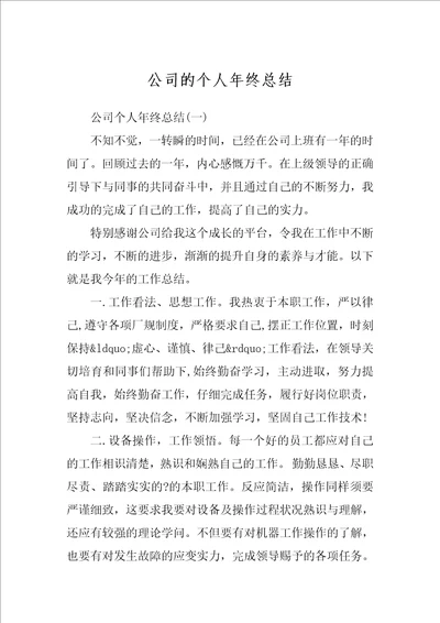 公司的个人年终总结