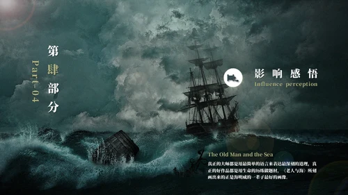 《老人与海》名著导读好书推荐通用PPT模板