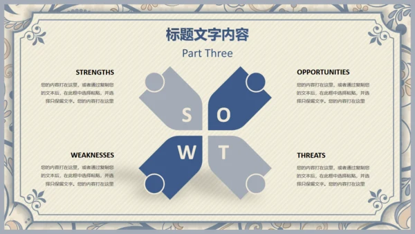 西式复古花纹背景商务汇报通用PPT模板