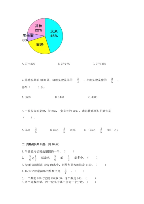 小学数学六年级上册期末考试卷精品【各地真题】.docx