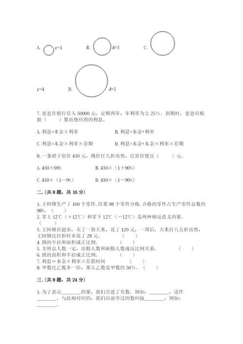 小学数学六年级下册竞赛试题及完整答案（网校专用）.docx