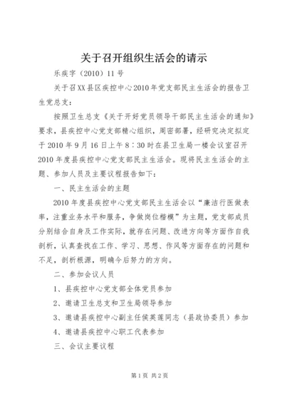 关于召开组织生活会的请示.docx