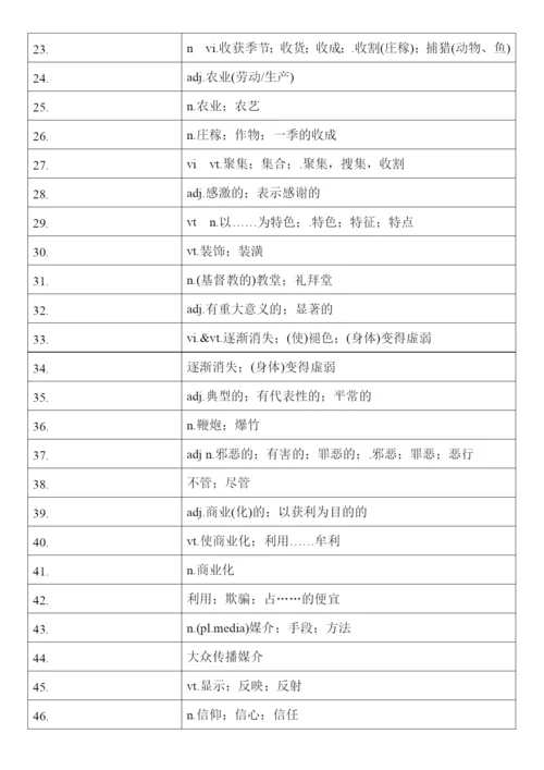 高中英语人教版（2019）必修第三册 词汇表单词汉译英默写.docx