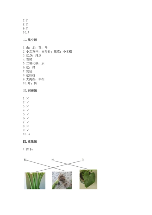 教科版一年级上册科学期末测试卷及一套答案.docx