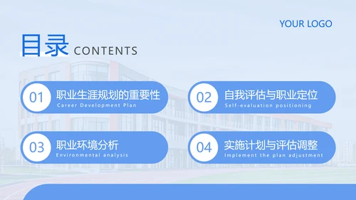 蓝色简约风大学生职业发展规划PPT