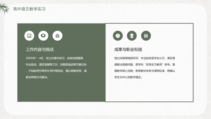 绿竹风汉语言文学专业大学生职业生涯规划发展展示PPT模版