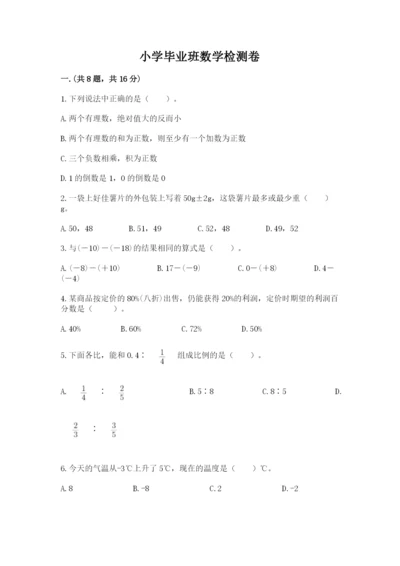 小学毕业班数学检测卷精品【考试直接用】.docx