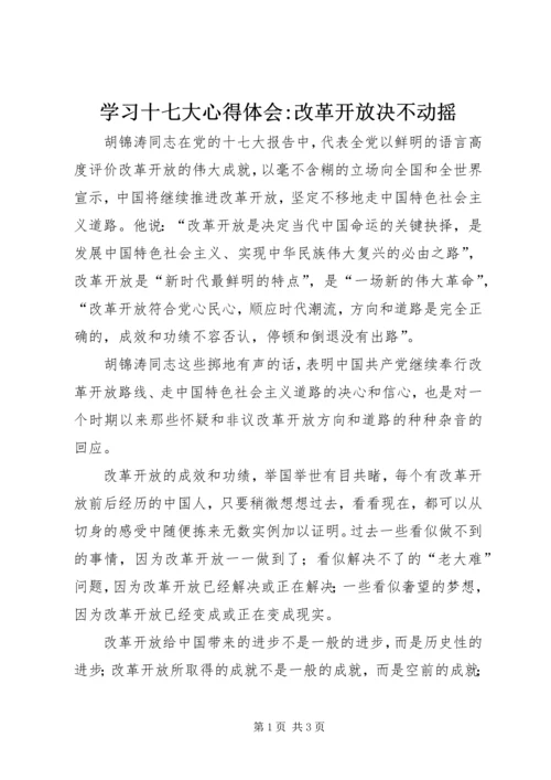 学习十七大心得体会-改革开放决不动摇.docx