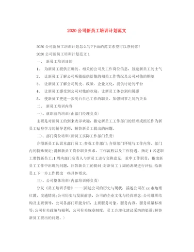 精编之公司新员工培训计划范文.docx