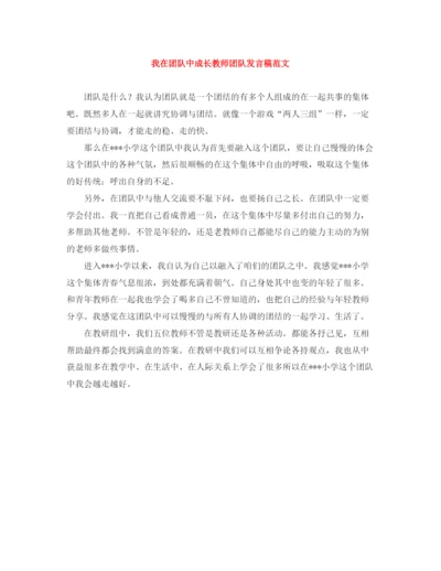 精编之我在团队中成长教师团队发言稿范文.docx