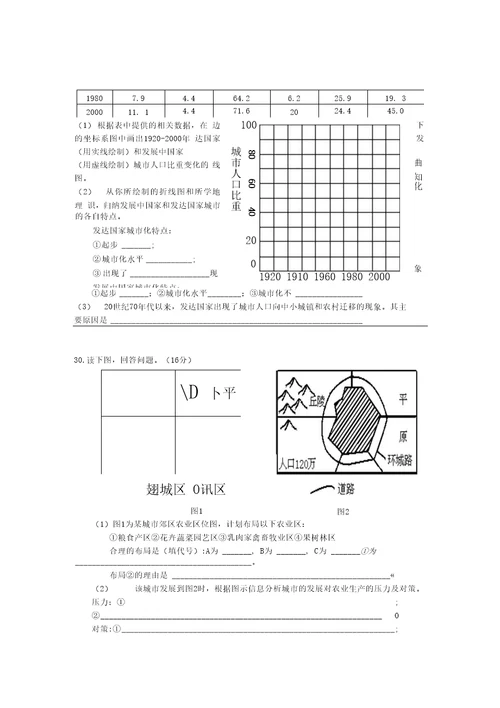 中图版高中地理必修2期中测试